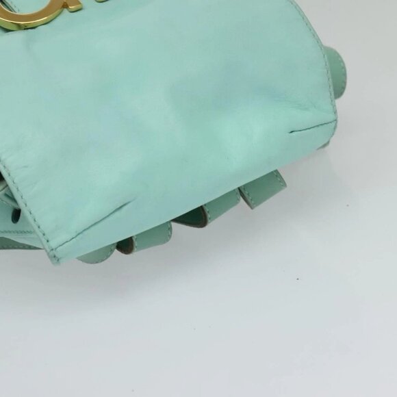 Salvatore Ferragamo Backpack Leather Turquoise Blue Gold Auth bs27971 main image 12
